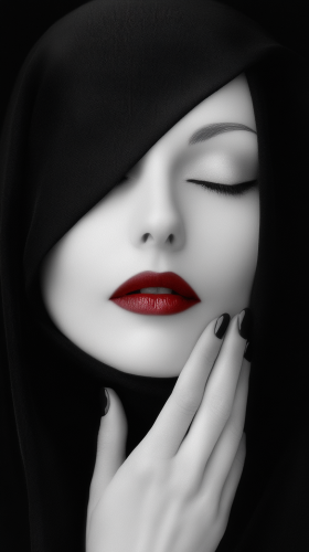 Captivating portrait of elegant woman exuding mystery