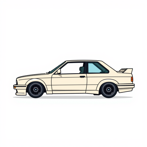Cartoon BMW E30 M3 Minimalist Side View
