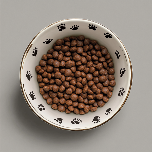 Cat Food in Paw Print Bowl