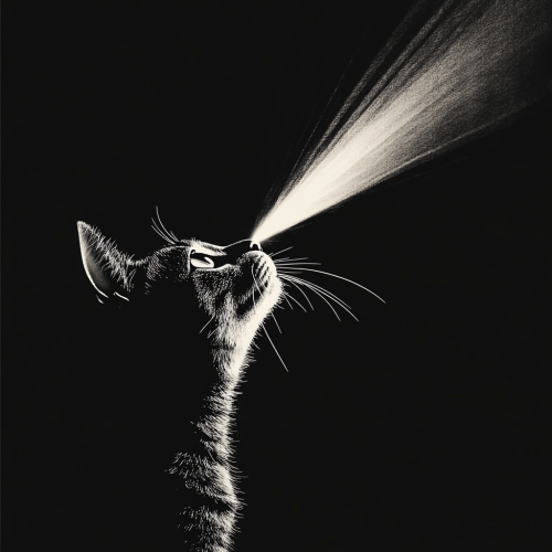 Cat mesmerized by expanding beams of light. Cat mesmerized by expanding beams of light.