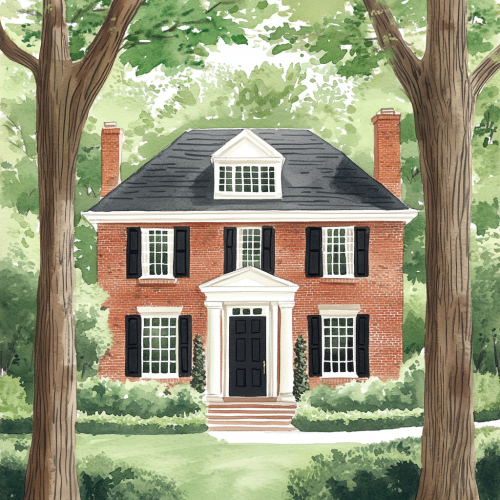 Charming Brick House with Tall Trees Awaits Visitors