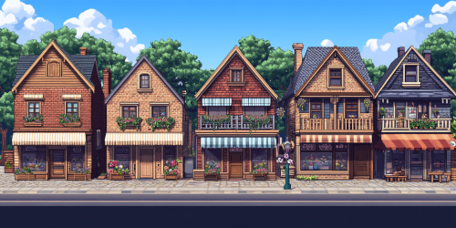 Charming Small Town Street with Two-story Buildings
