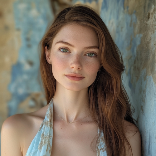 Charming Young Lady in Old European Village