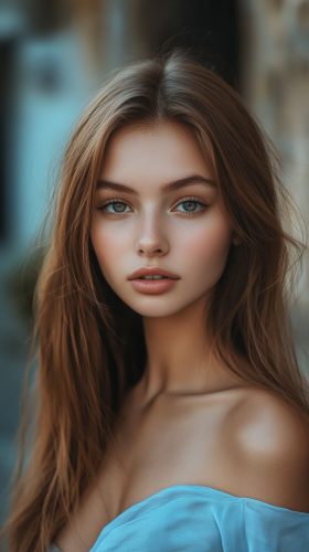 Charming Young Lady in South European Village