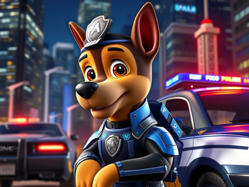 Chase from Canine Patrol in Futuristic Night City