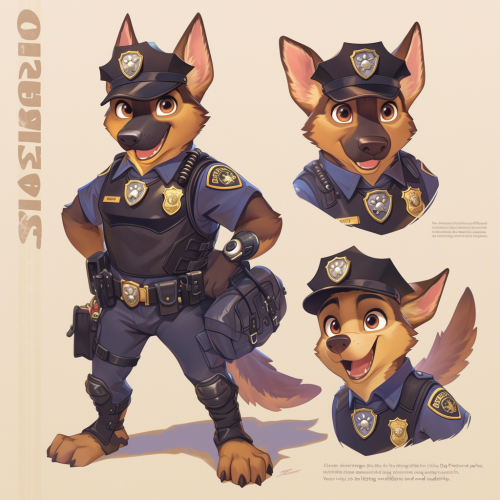 Chase the confident German Shepherd police officer portrait.