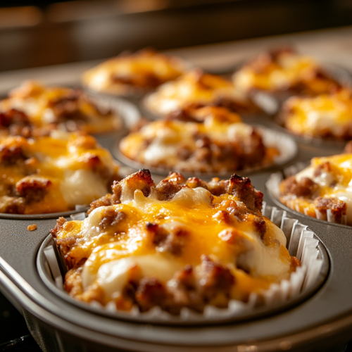 Cheesy Sausage Muffins in Muffin Tin