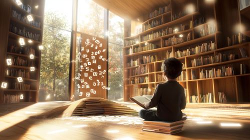 Child absorbs multicultural wisdom in educational reading setting.