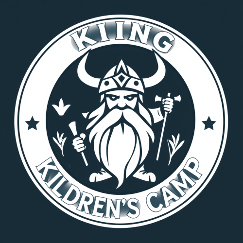 Children's Viking camp logo in black and white