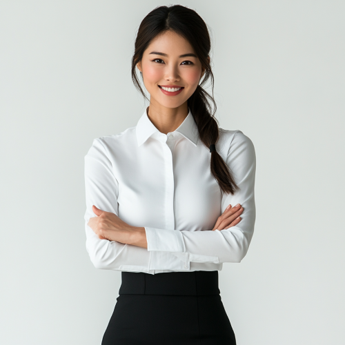 Chinese Jurchen woman in stylish outfit and smile