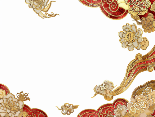 Chinese-style corner border design with intricate gold and red. Chinese-style corner border design with intricate gold and red.