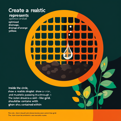 Circle icon: optimized drainage with water droplet and grid. Circle icon: optimized drainage with water droplet and grid.