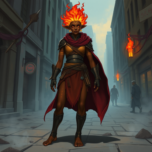 City Fire Genasi Druid in Medium Armor City Fire Genasi Druid in Medium Armor