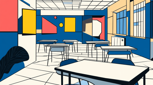 Classroom Drawn with Shapes in Cartoon Style