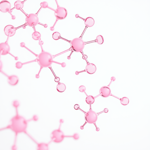 Close-Up of Pink Glass Molecules on White