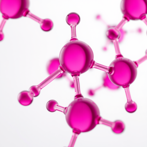 Close-Up of Pink Glass Molecules on White Close-Up of Pink Glass Molecules on White