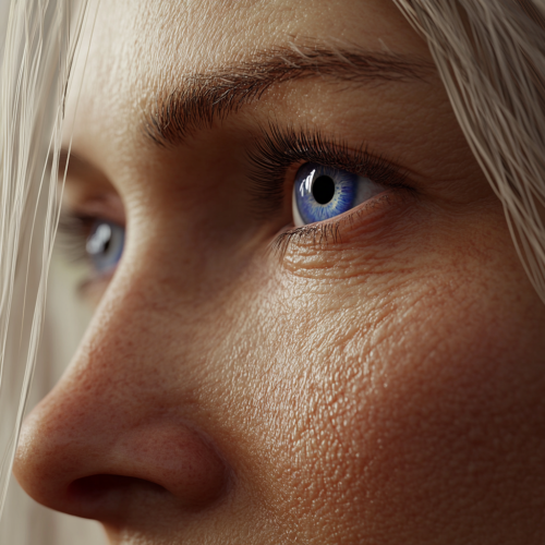 Close-up of 30-year-old woman with blonde hair