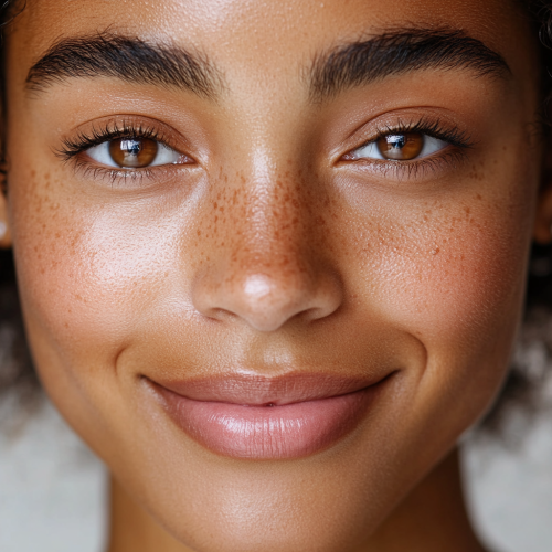 Close-up portraits of diverse individuals with healthy skin.
