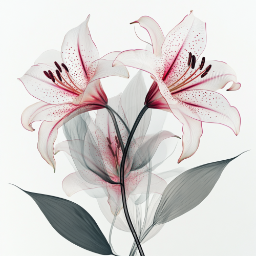 Close-up shot of two beautiful stargazer lilies