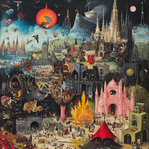 Collage inspired by chaotic future world with symbolism. Collage inspired by chaotic future world with symbolism.