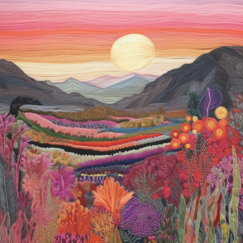 Colorful Desert Patch with Embroidered Flowers
