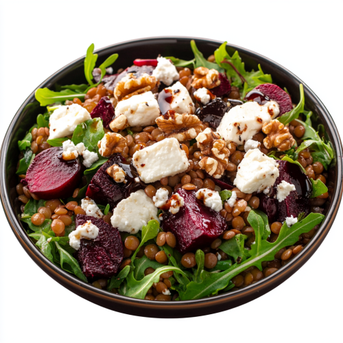 Colorful Lentil Salad with Beetroot and Goat Cheese