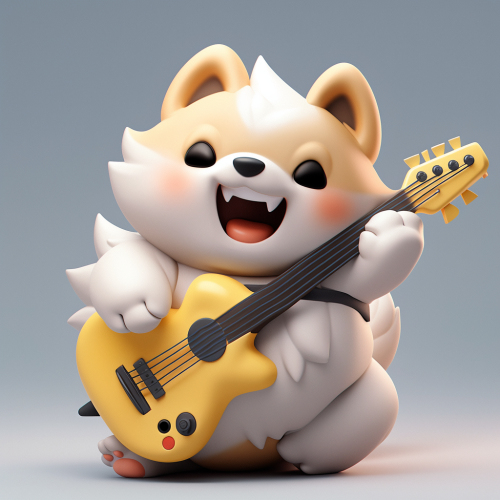 Colorful Playful Rockstar Dog Plushie Cartoon Drawing