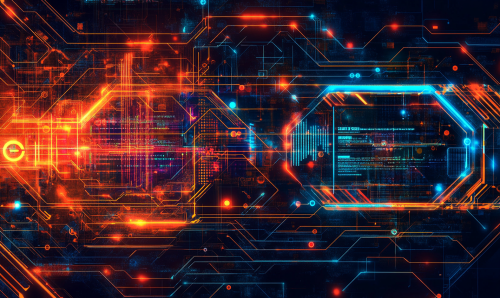 Colorful Security System with Technological Lines Colorful Security System with Technological Lines