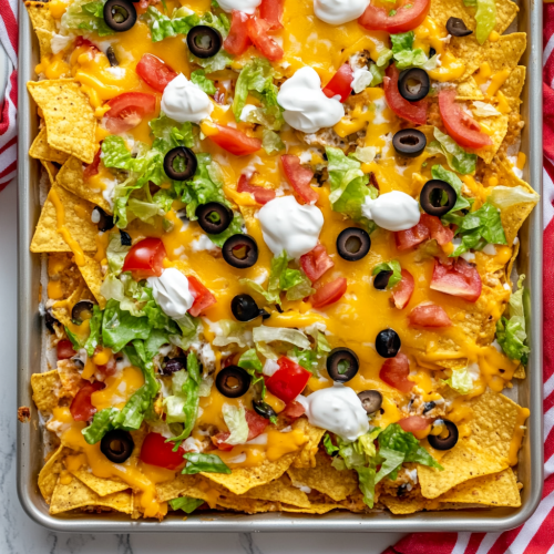 Colorful Taco Nachos Loaded with Fresh Toppings