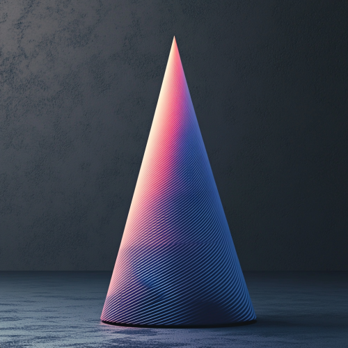 Colorful cone in abstract style on gray background
