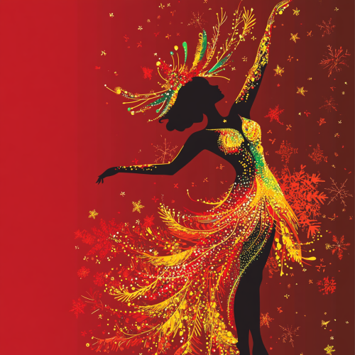 Colorful samba dancer and Christmas celebration illustration.
