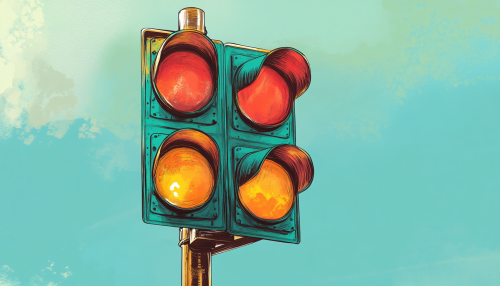 Colorful traffic light illustration with hand-drawn look