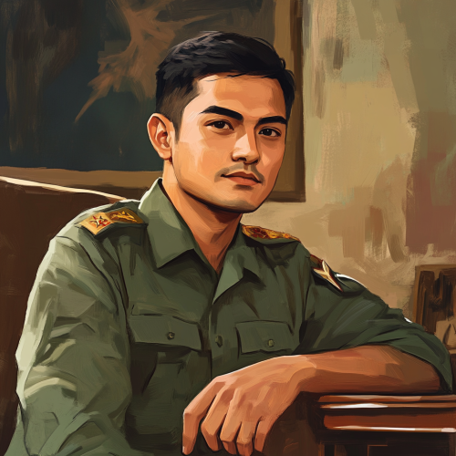 Communist dictator's official portrait: young man in office.