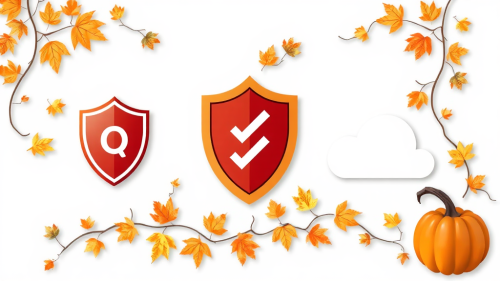 Computer icons and autumn leaves intertwined in graphics