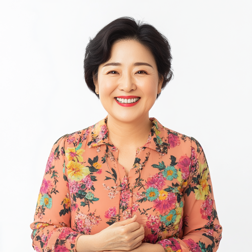 Confident Korean woman in 50s with bright smile