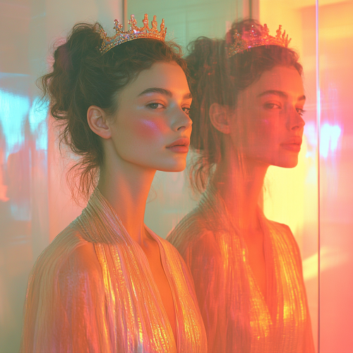 Confident Person with Crown in Mirror