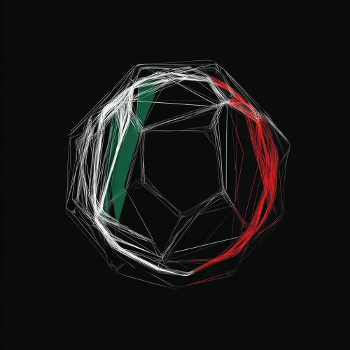 Continuous line logo drawing of futuristic technology in UAE colors