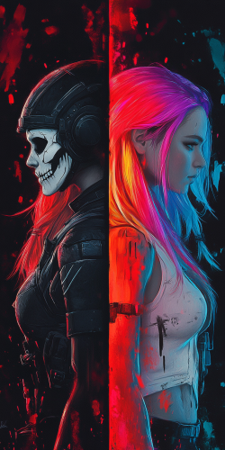 Contrasting Cyberpunk Characters in Lively Colors