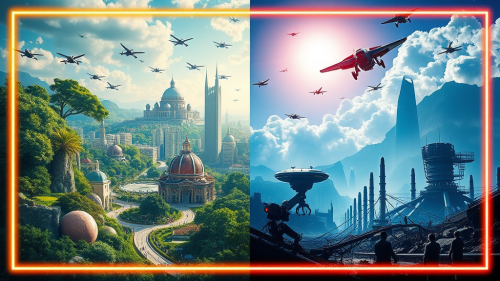 Contrasting Utopian and Dystopian Futuristic Worlds