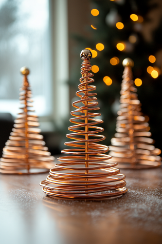 Copper Wire Christmas Trees - Modern Holiday Elegance