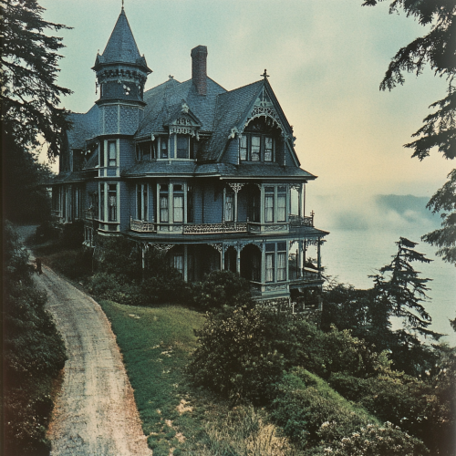 Cover of 1980s book featuring eerie Victorian manor. Cover of 1980s book featuring eerie Victorian manor.
