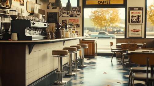 Cozy American Café with Nostalgic Ambiance - Image