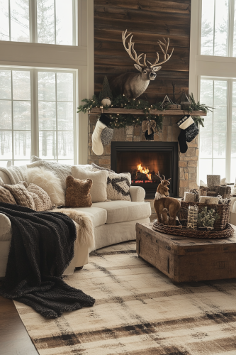 Cozy Reindeer Christmas Family Room Retreat