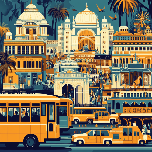 Create colorful artwork of Kolkata with iconic landmarks, culture.