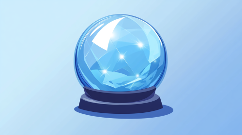 Crystal Ball in Blue Background with Geometric Shapes