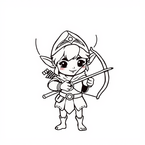 Cute Cartoon Elf with Crossbow Icon