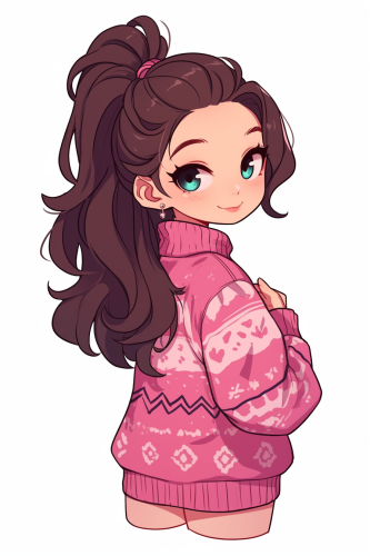 Cute Girl in Fashionable Chibi Style Illustration