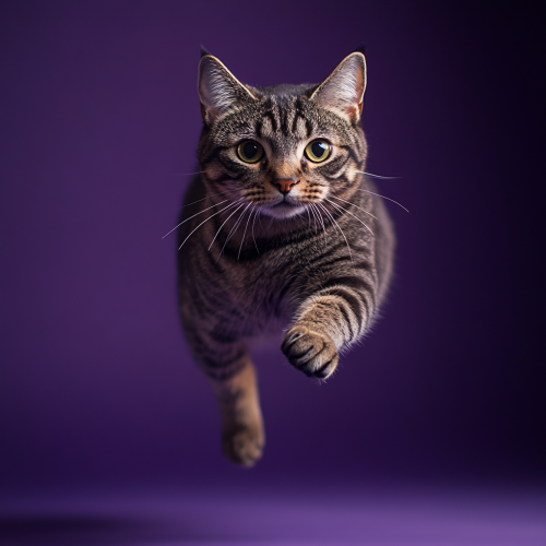 Cute cat smiling and jumping in magazine photo