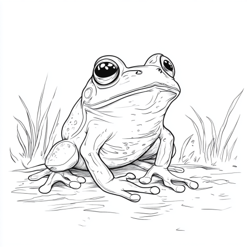 Cute frog with big eyes, round body in nature.