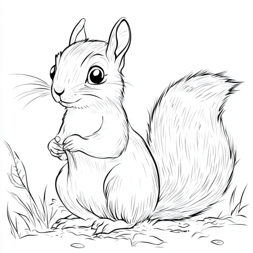 Cute squirrel illustration for children's coloring book.